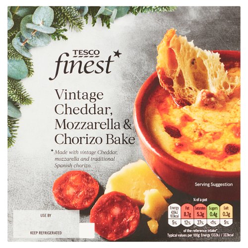 Tesco Finest Vintage Cheddar, Mozzarella & Chorizo Bake 150g