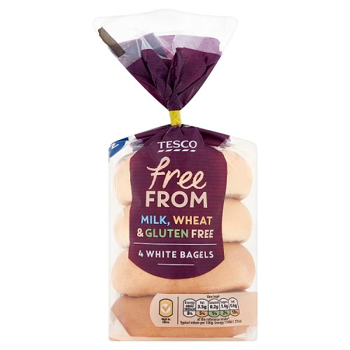 Tesco Free From Plain White Bagels 4 Pack