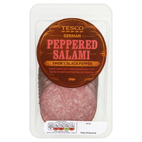 Tesco German Peppered Salami Smoky, Black Pepper 130g