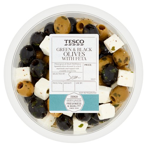 Tesco Green & Black Olives with Feta 300g