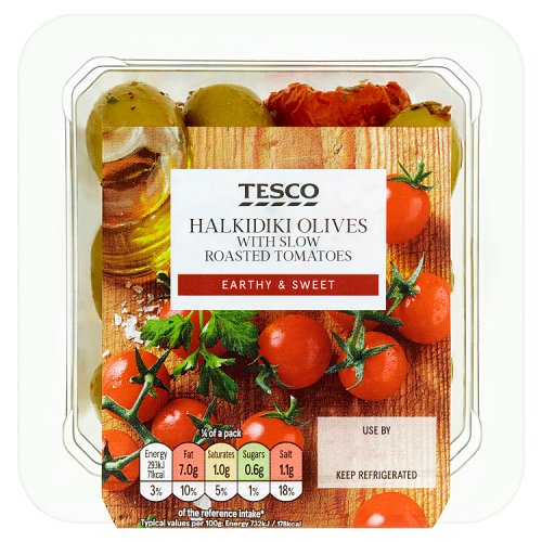 Tesco Halkidiki Olives With Slow Roasted Tomatoes 160G Really Good
