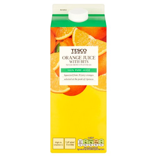 Tesco Orange Juice With Bits Not From Concentrate 1.75L Really Good