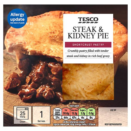Tesco Steak & Kidney Pie 200g Really Good Culture