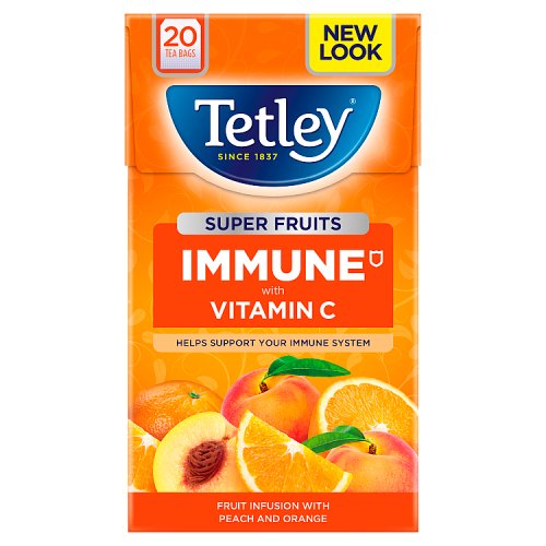 Tetley Super Fruits Immune Peach & Orange Tea Bags x20