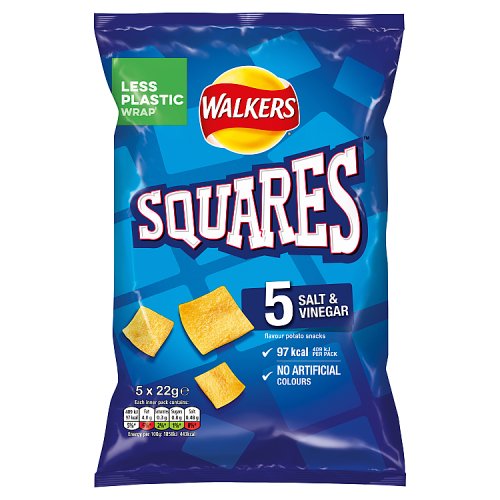 Walkers Squares Salt & Vinegar Multipack Snacks 5x22g