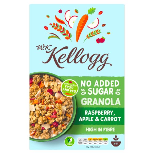 W.K Kellogg No Added Sugar Raspberry, Apple & Carrot Granola 500g