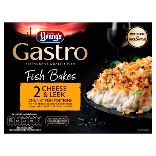 Young's Gastro 2 Fish Bakes Cheese & Leek Chunky Fish Portions 340g ...